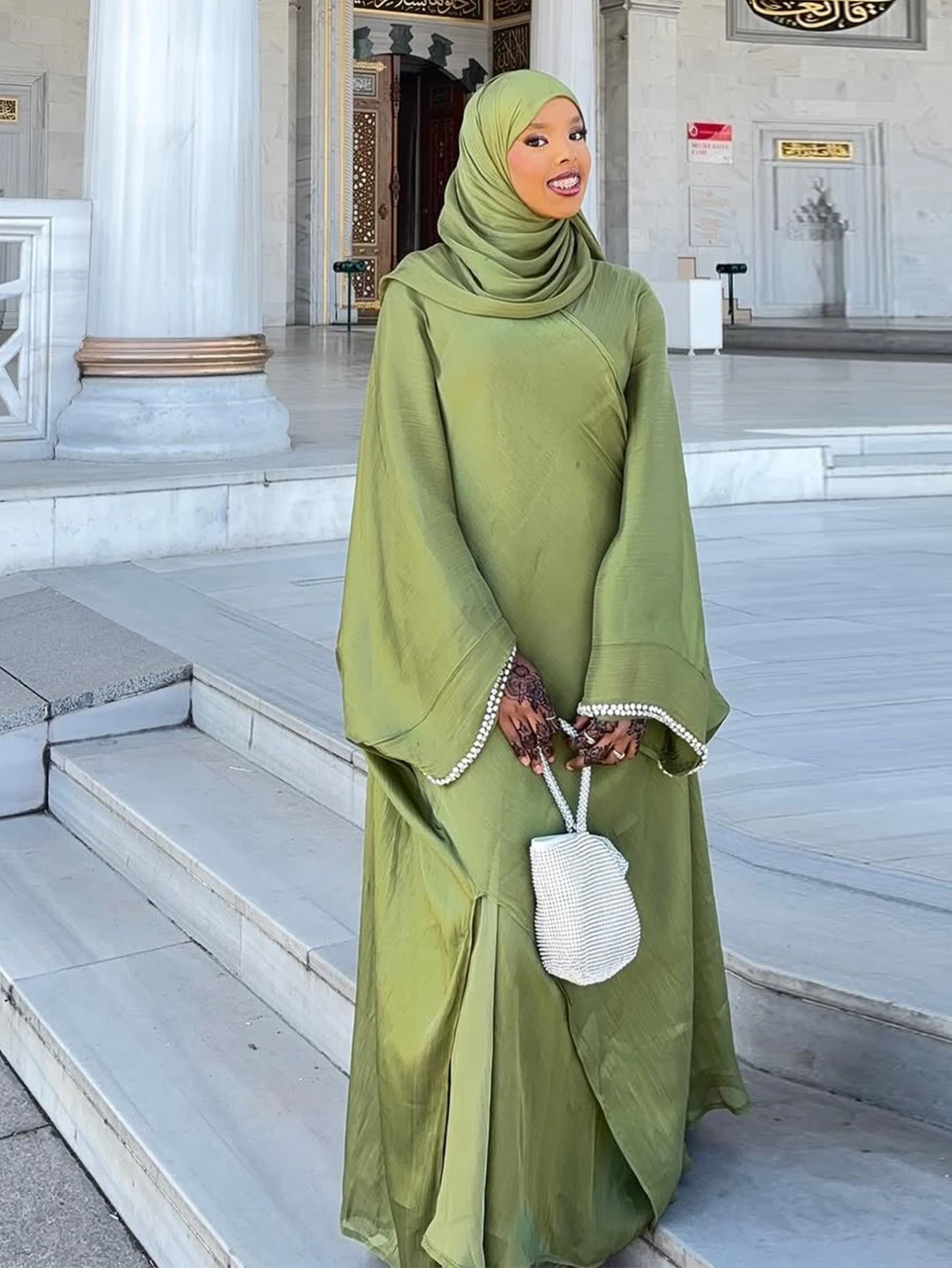 Jalabiya Women Arabic - イード・ムスリム・アバヤ・スカーフ・ドレス・ワンピース・カーディガン・アバヤ・女性用・ラマダン・ビーズ付き袖・ドバイ・ジャラビーヤ・カフタン・ベスティドス・アラブ・ローブ・2026