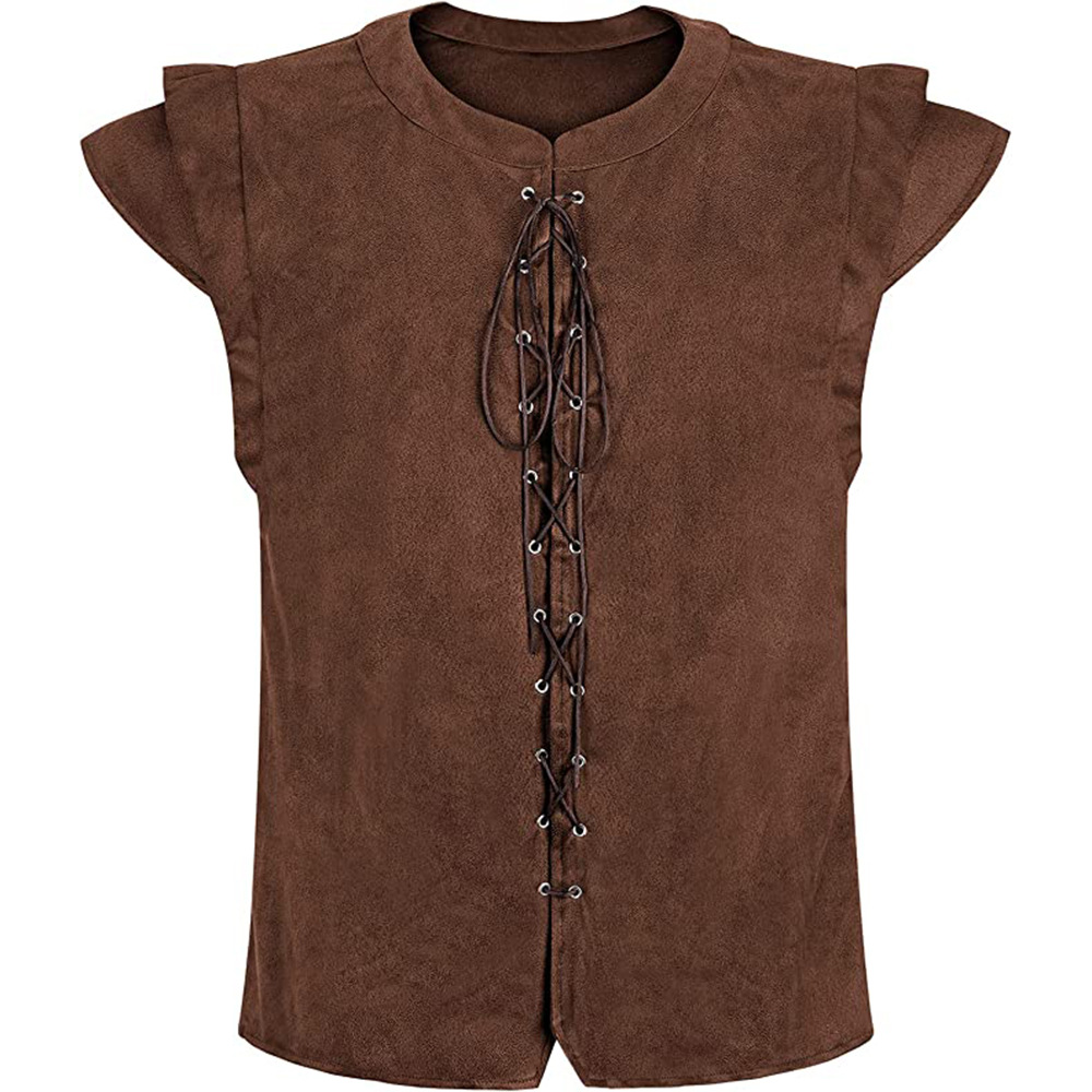 Ethnic Clothing & Online Fashion Store Khaadi Uk - ルネサンス風バイキング海賊風スエードTシャツ、ハロウィーン用ベルベット素材の背中が開いたベスト、女性用エスニックコスチューム、舞台パフォーマンス用衣装。