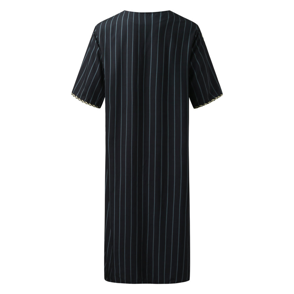 Ethnic Wear Men'S Fashion - 新作メンズコットン混紡ローブ、Vネック、ジャンプスーツ、カジュアル、ゆったりとしたシルエット、ミドル丈、無地、エスニック調、快適、ファッション、夏