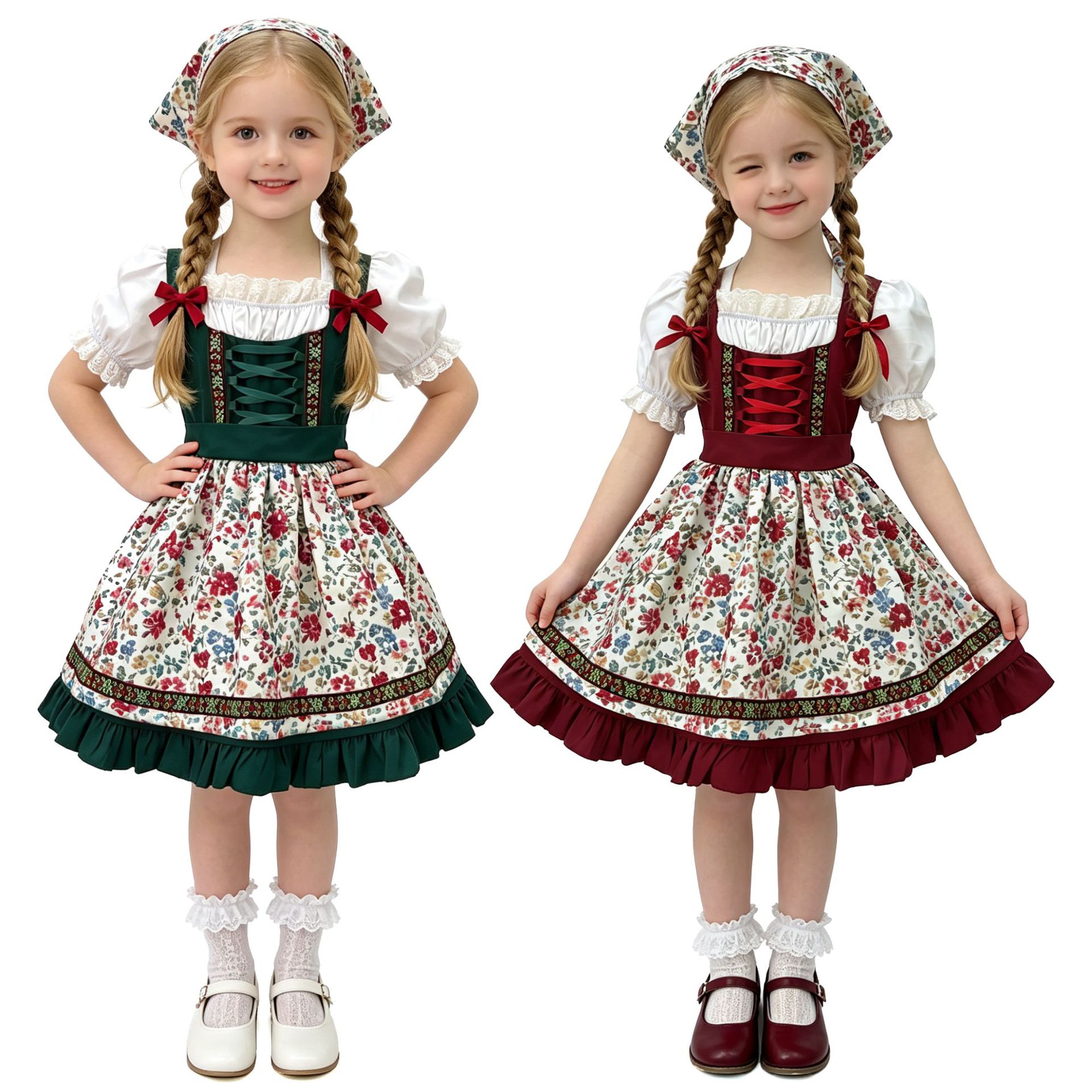 Ethnic Clothing & Online Fashion Store Khaadi Uk - ミュンヘンビール祭り子供用パフォーマンス衣装バイエルン風ディルンドル花柄ドレスクロスボーダー女の子服エスニックステージ衣装