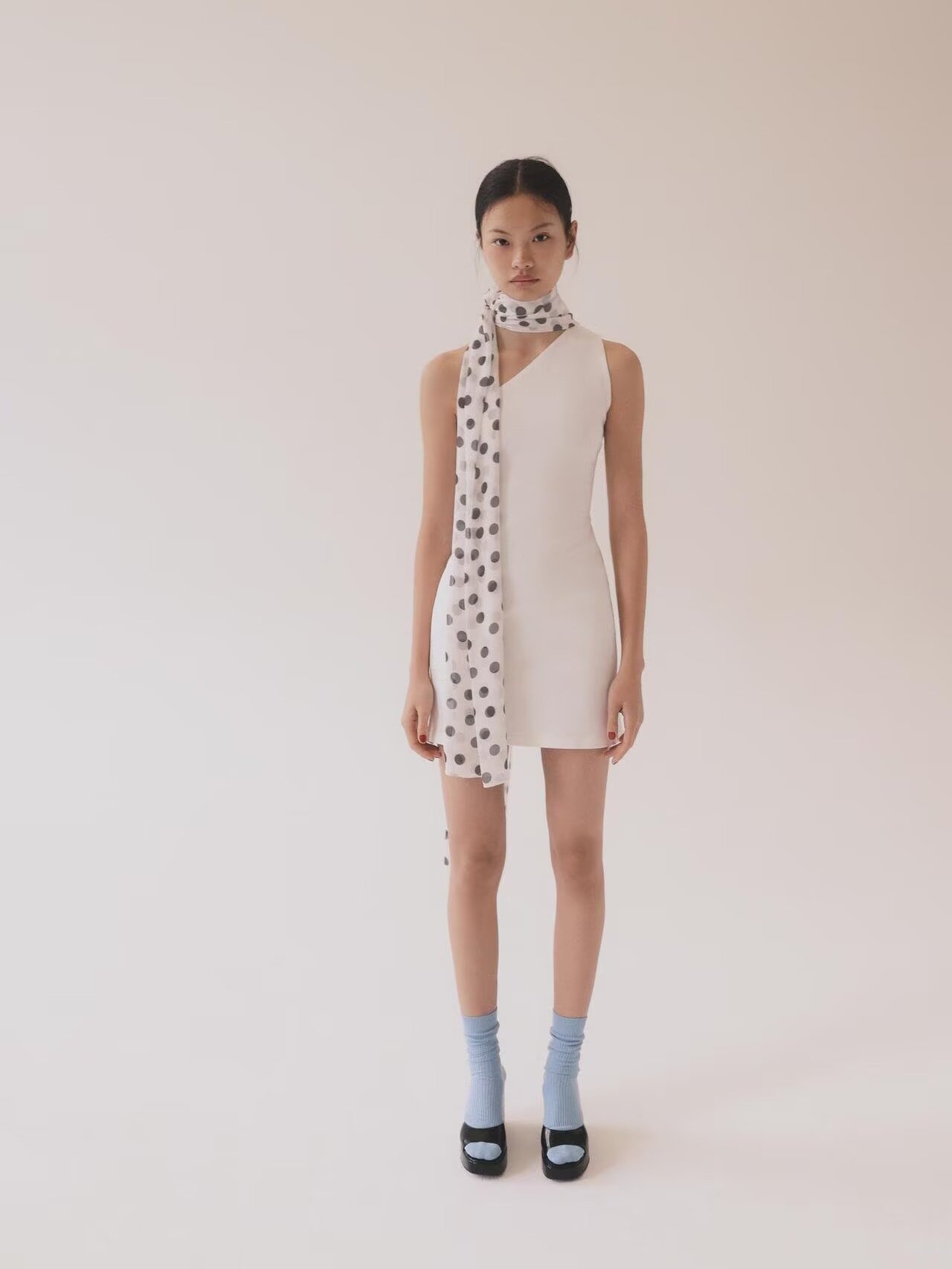 Ethnic Clothing & Online Fashion Store Khaadi Uk - 夏の新作水玉模様スカーフショルダーバードネックハンギングドレス女性のファッションエスニック服ステージパフォーマンスウェア