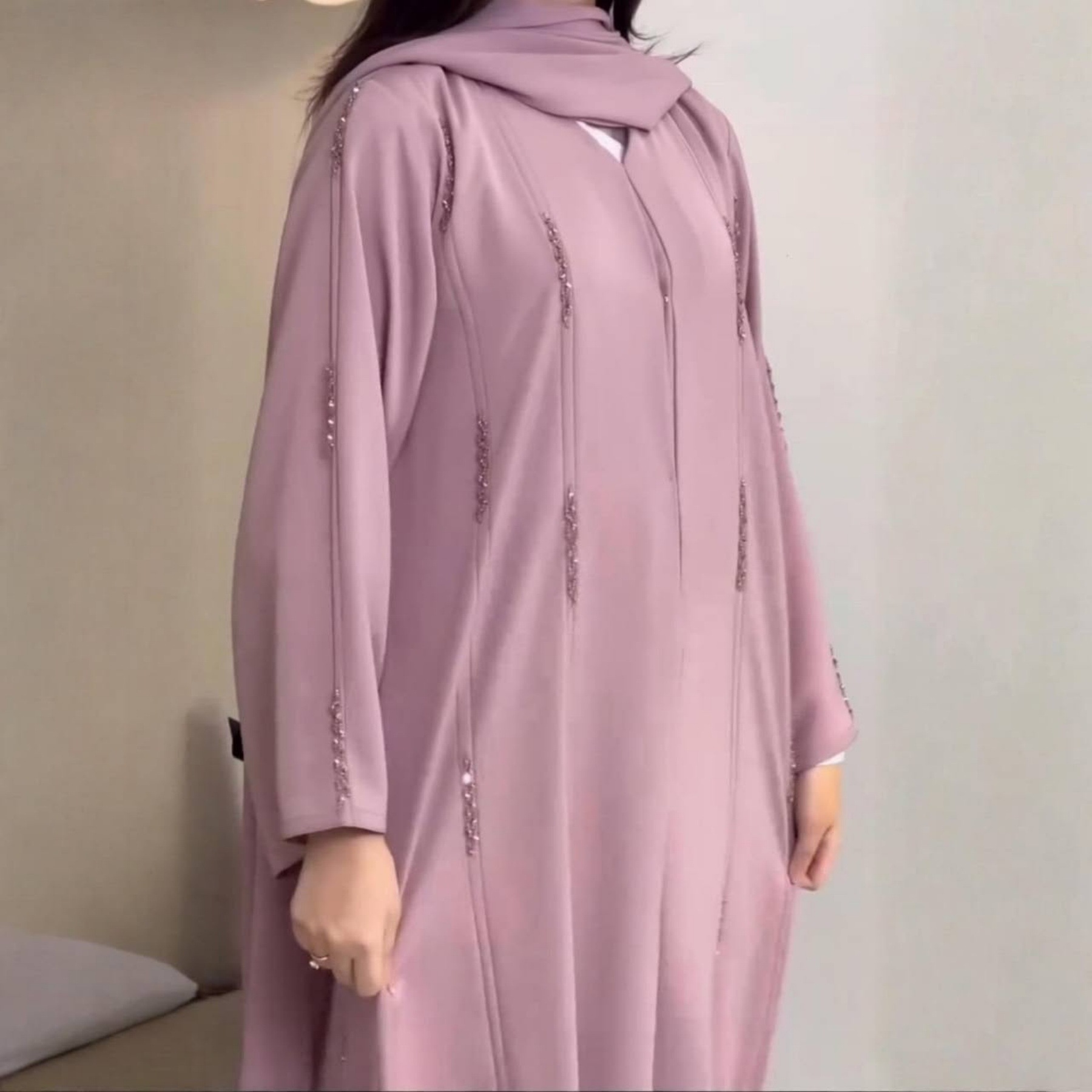 イード女性用アバヤビーズ刺繍ドレスドバイムスリムアラブカーデ - Jalabiya Women Arabic のレビューと価格